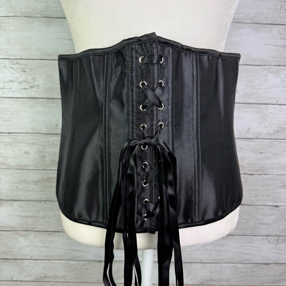 Black Lace-Up Corset Bustier Size Large
